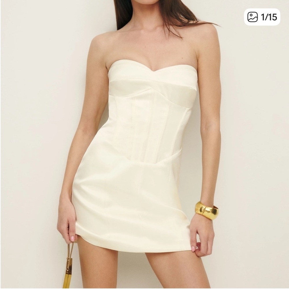 Reformation Pacie Satin Dress Lace Up Back